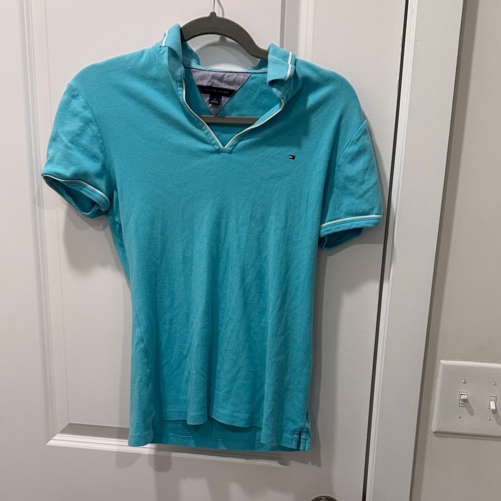 Tommy Hilfiger Women's Aqua Short Sleeve Tee